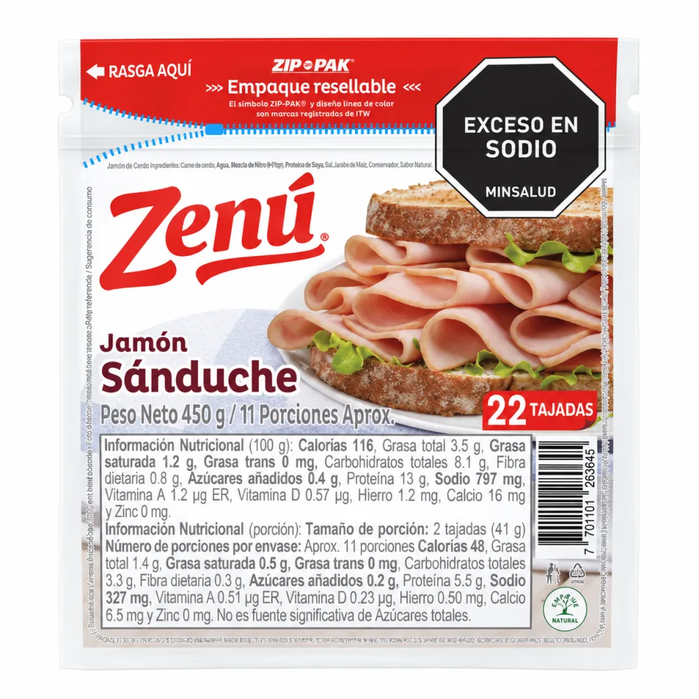 JAMON SANDUCHE ZENU*450G