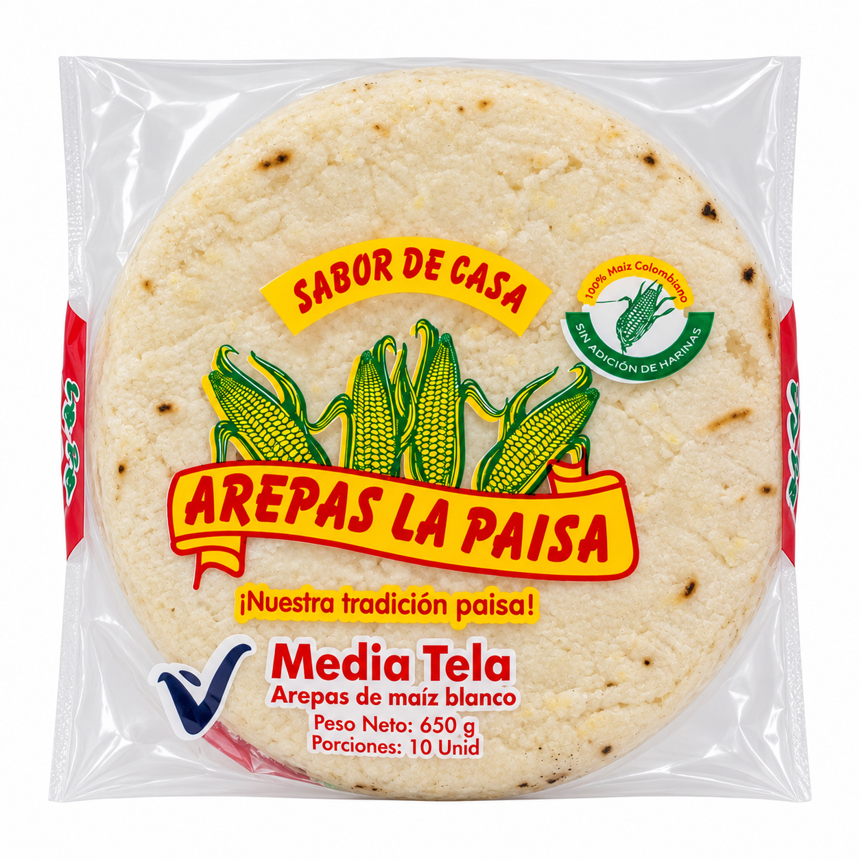 AREPA MEDIA TELA LA PAISA X 10 UND
