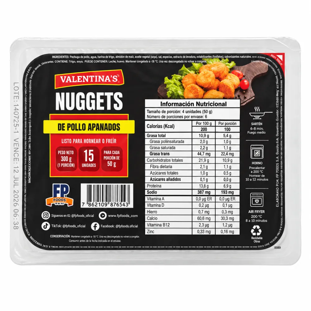 NUGGETS POLLO APANADO VALENTINA X 900G