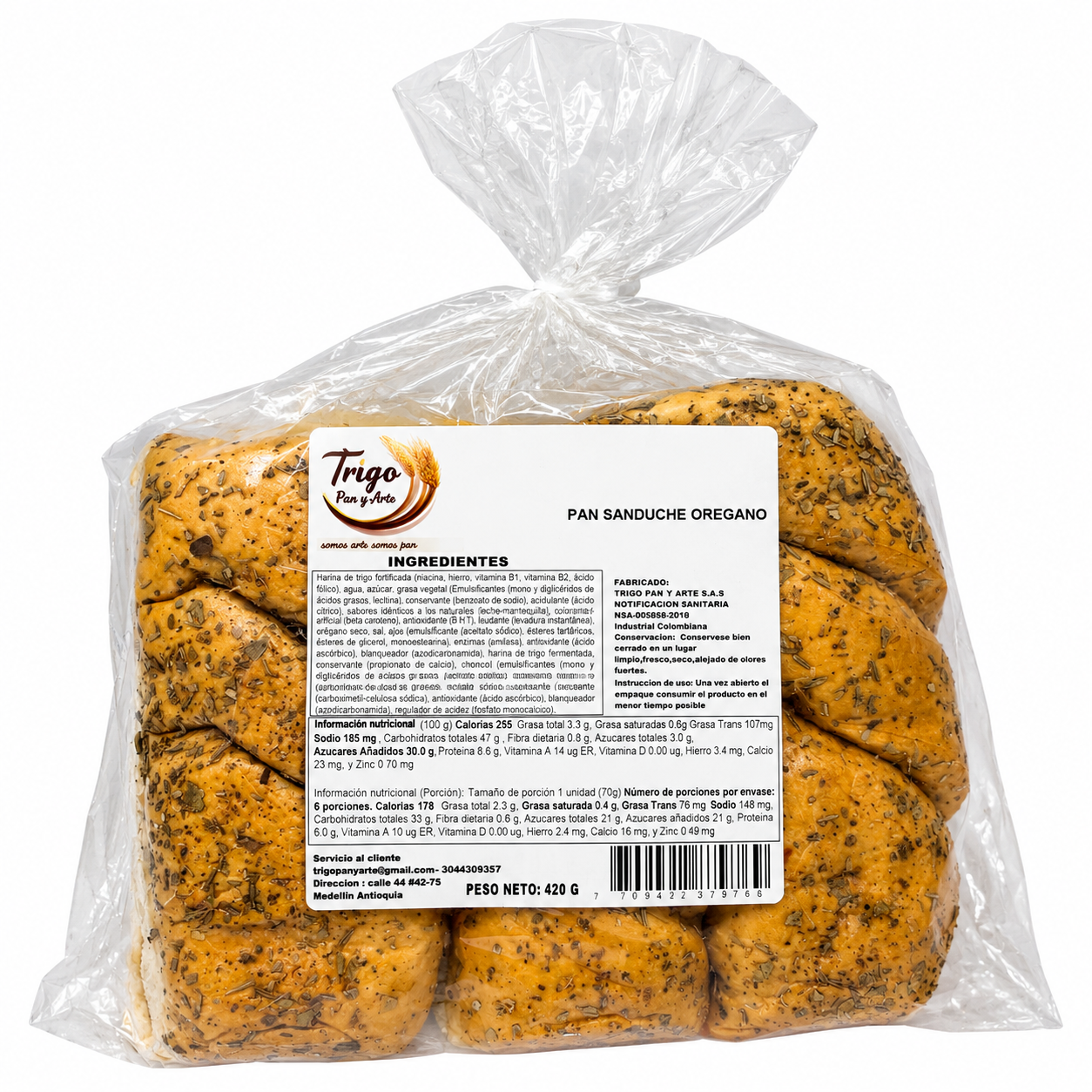 PAN SANDWICH OREGANO TPA X 6