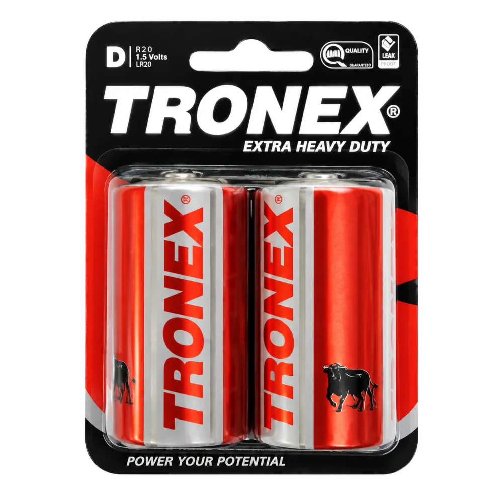 PILA TRONEX TIPO D BLISTER X2 ROJA