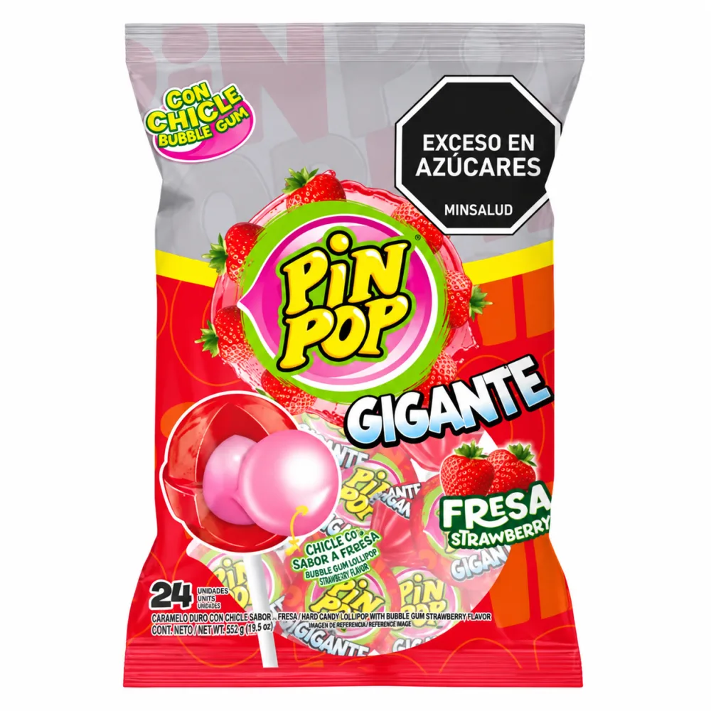 PIN POP GIGANTE FRESA X 24