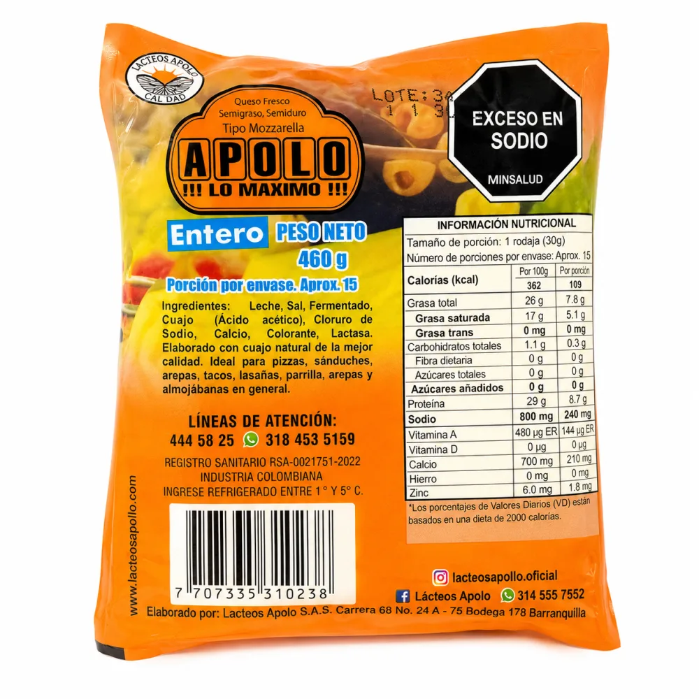 QUESO ENTERO APOLO X 460G