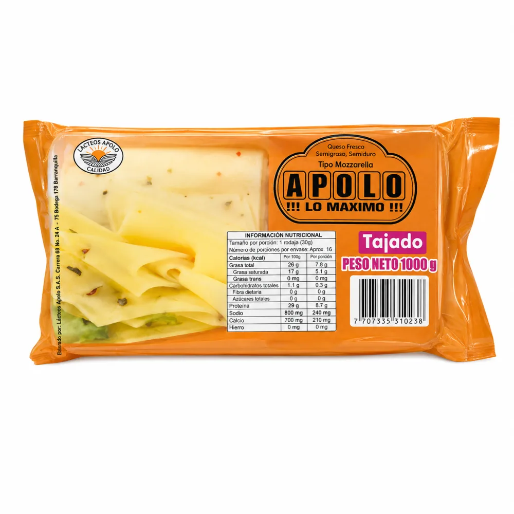 QUESO MOZZ TAJADO APOLO X 1000 G