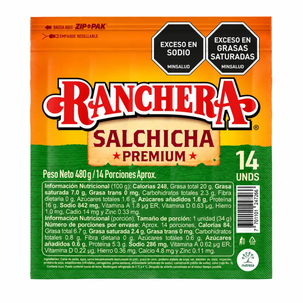 SALCHICHA RANCHERA X 480 G