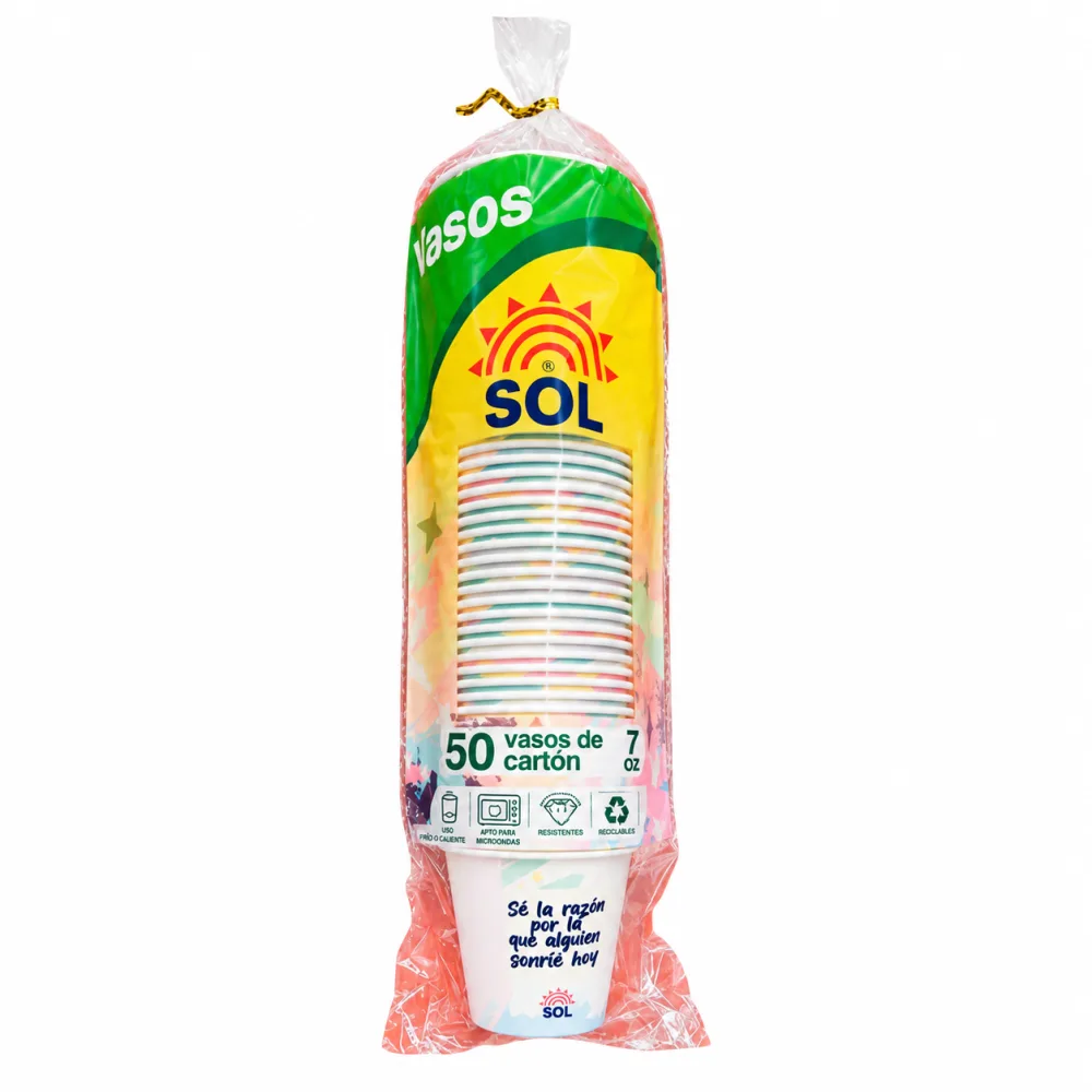 VASO CARTON 7 ONZ IMP X50*20 EL SOL