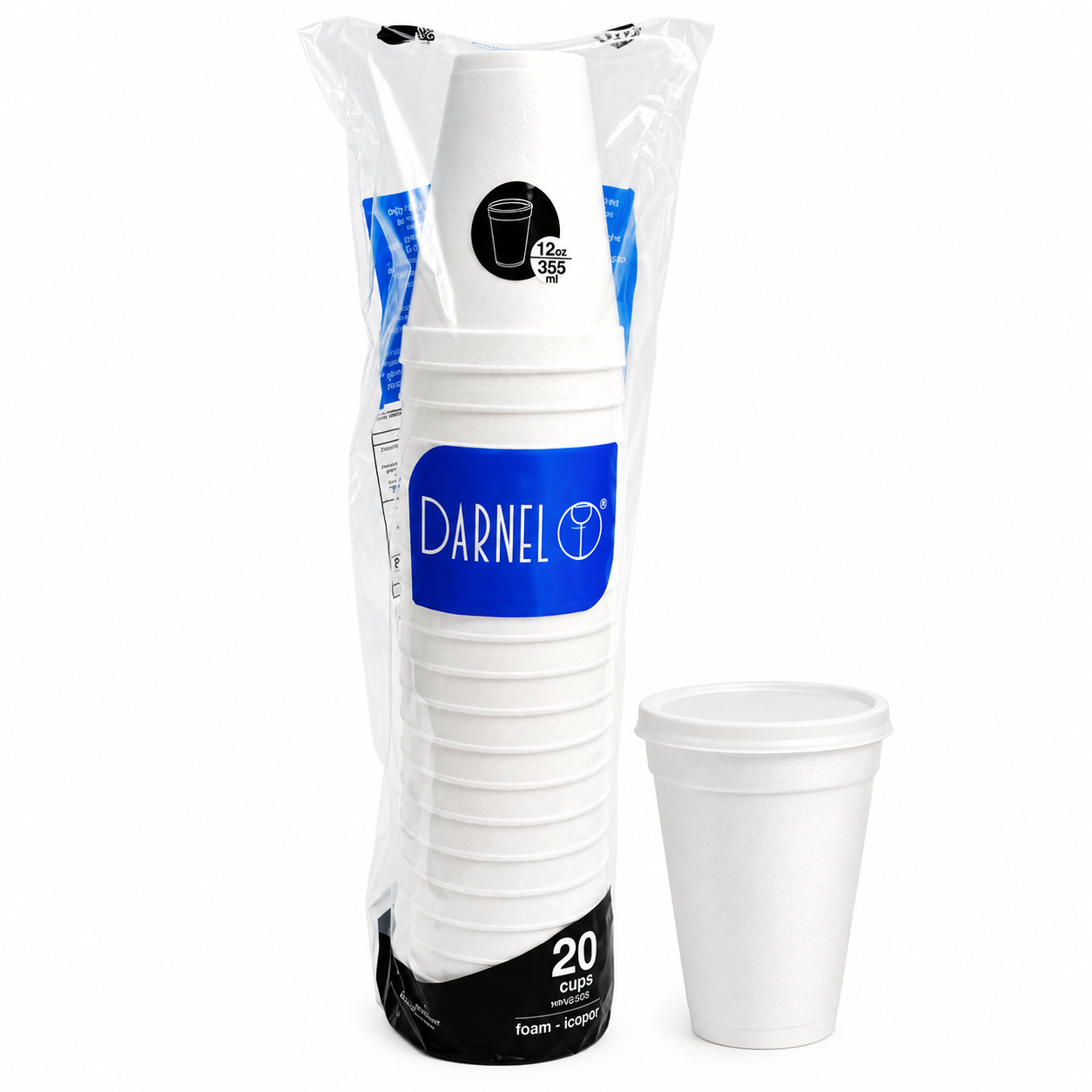 VASO ICOPOR 12 OZ C/TAPA X 20*25