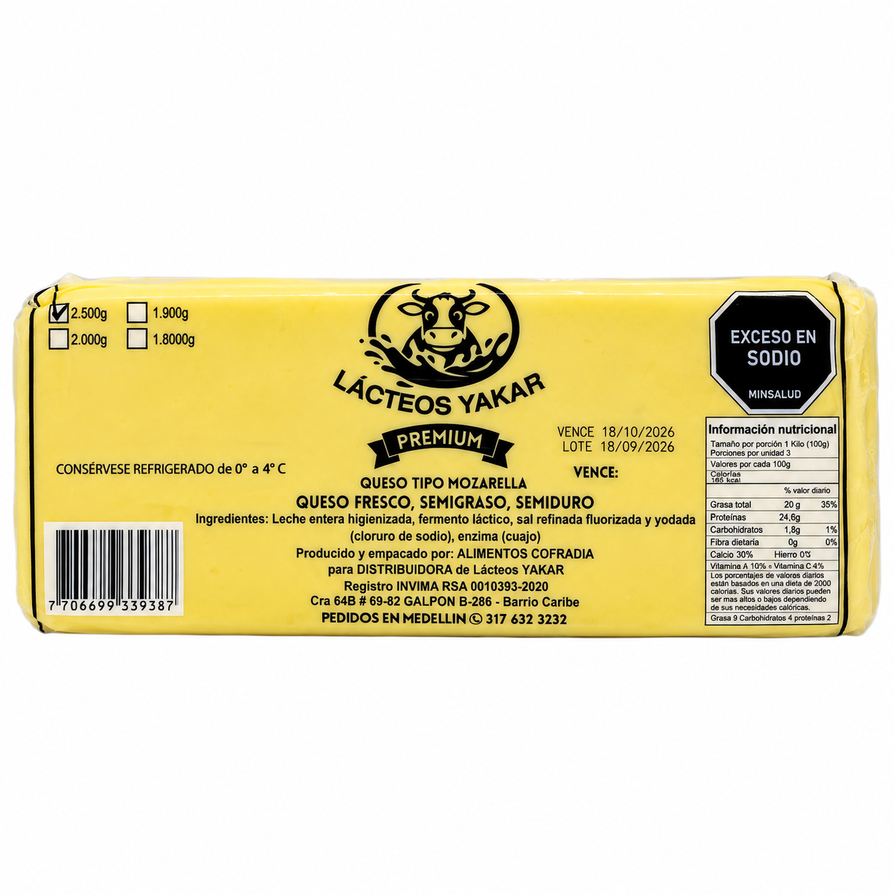 BLOQUE ENTERO YAKAR X 2500 G