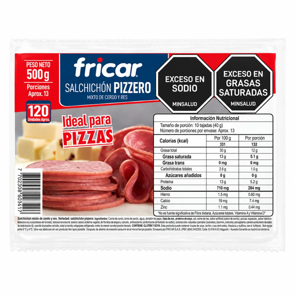 SALCHICHON PIZZERO 500 GR FRICAR