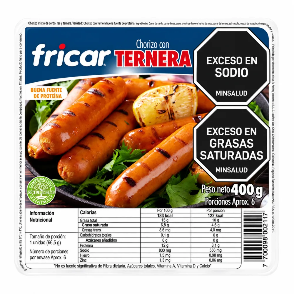 CHORIZO CON TERNERA FRICAR X 8 UND