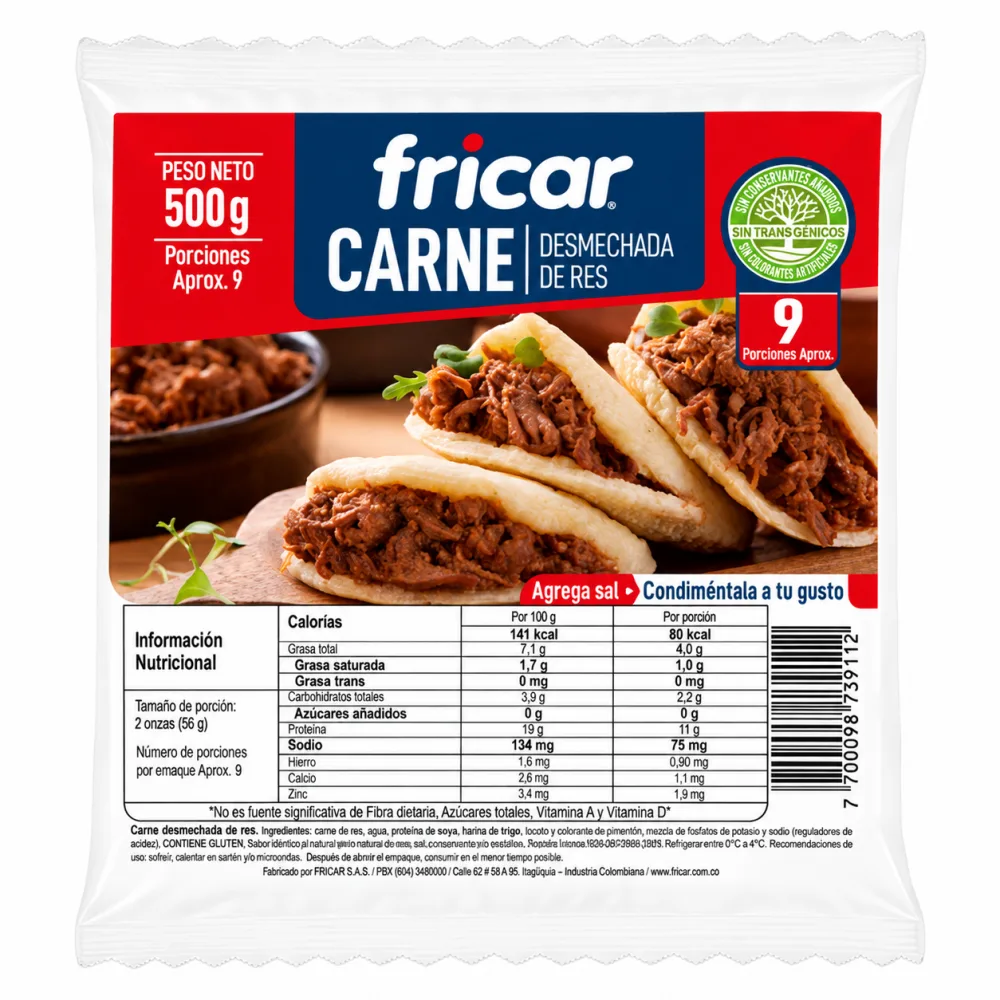 CARNE DESMECHADA FRICAR X 500