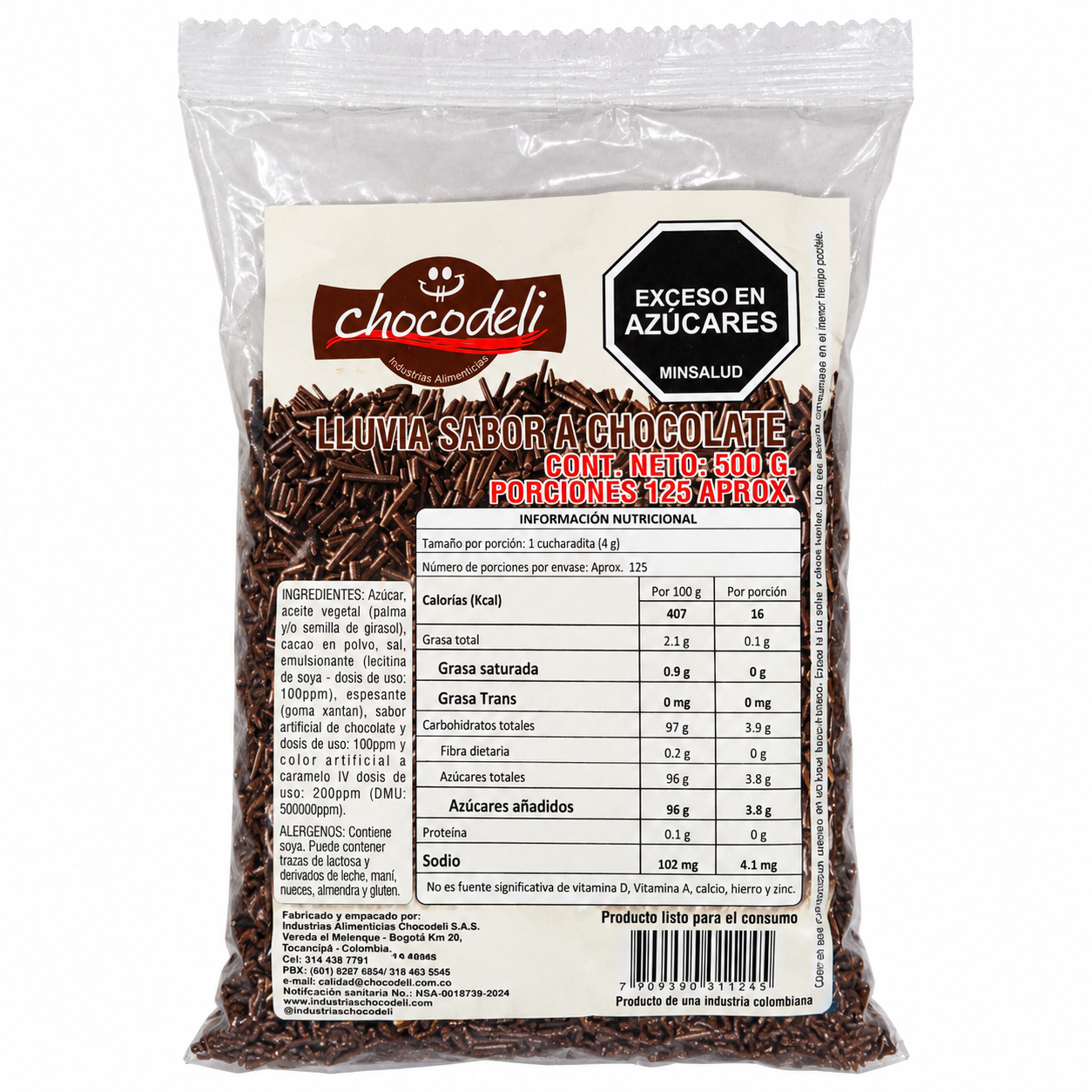LLUVIA CHOCOLA CHOCODELI X 500 G