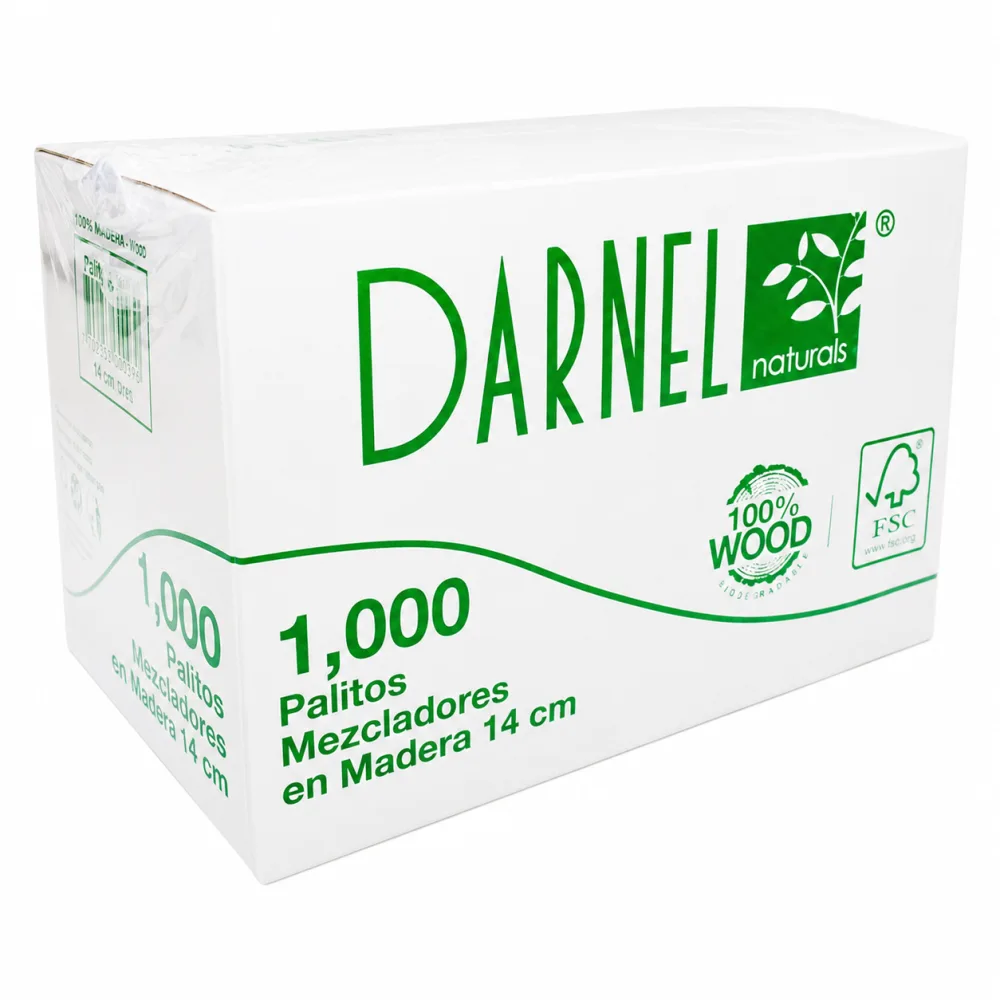 MEZCLADOR MADERA DARNEL 14 cm CAJA X 1000