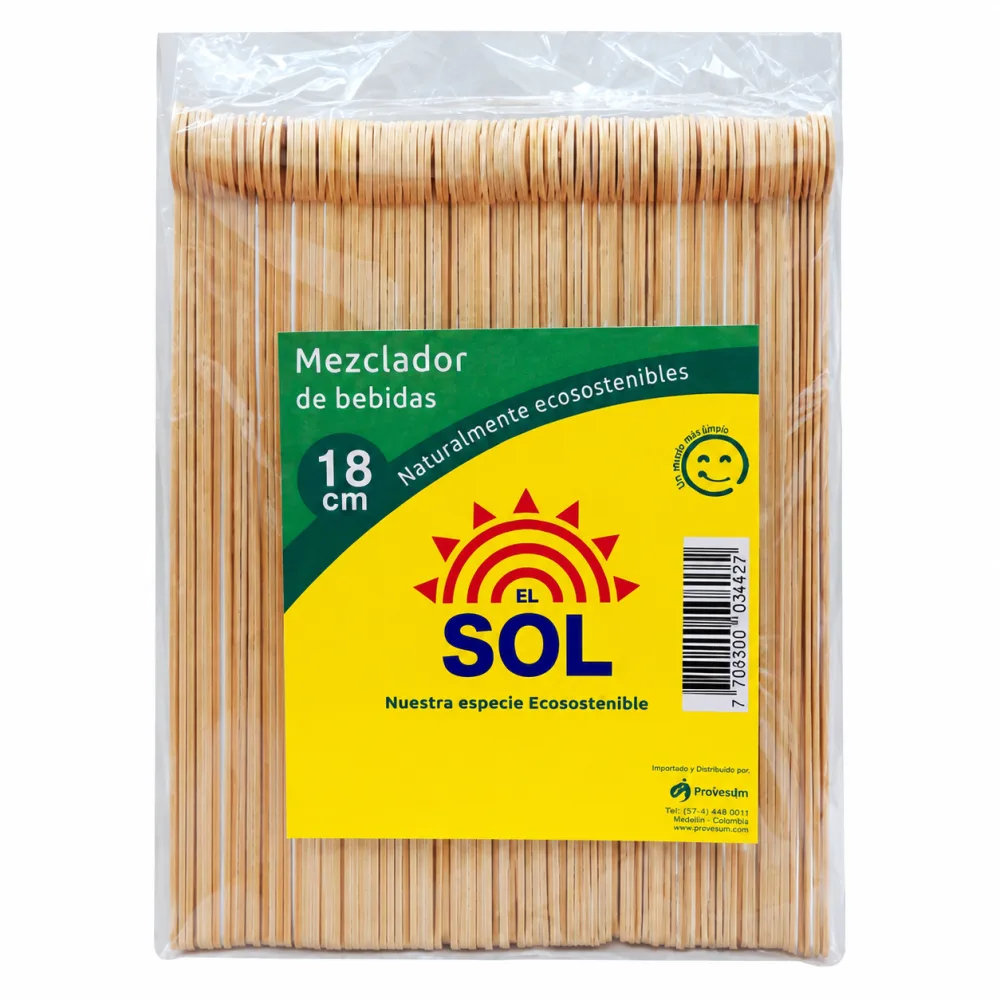 MEZCLADOR LICOR MADERA 18 CM X 100 EL SOL