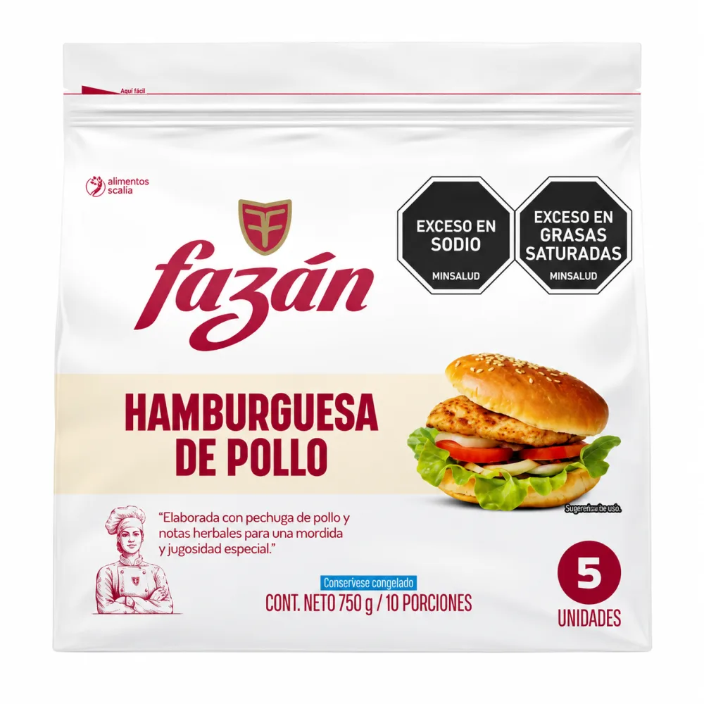 CARNE HAMB POLLO FAIZAN X 5 X 750 G