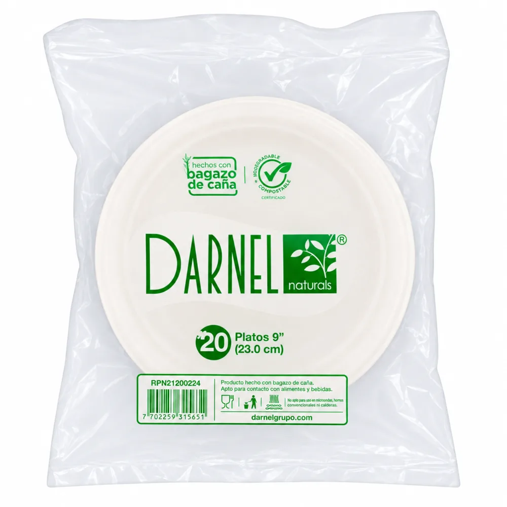Plao Biodegradable 23 cm Darnel 20 Und